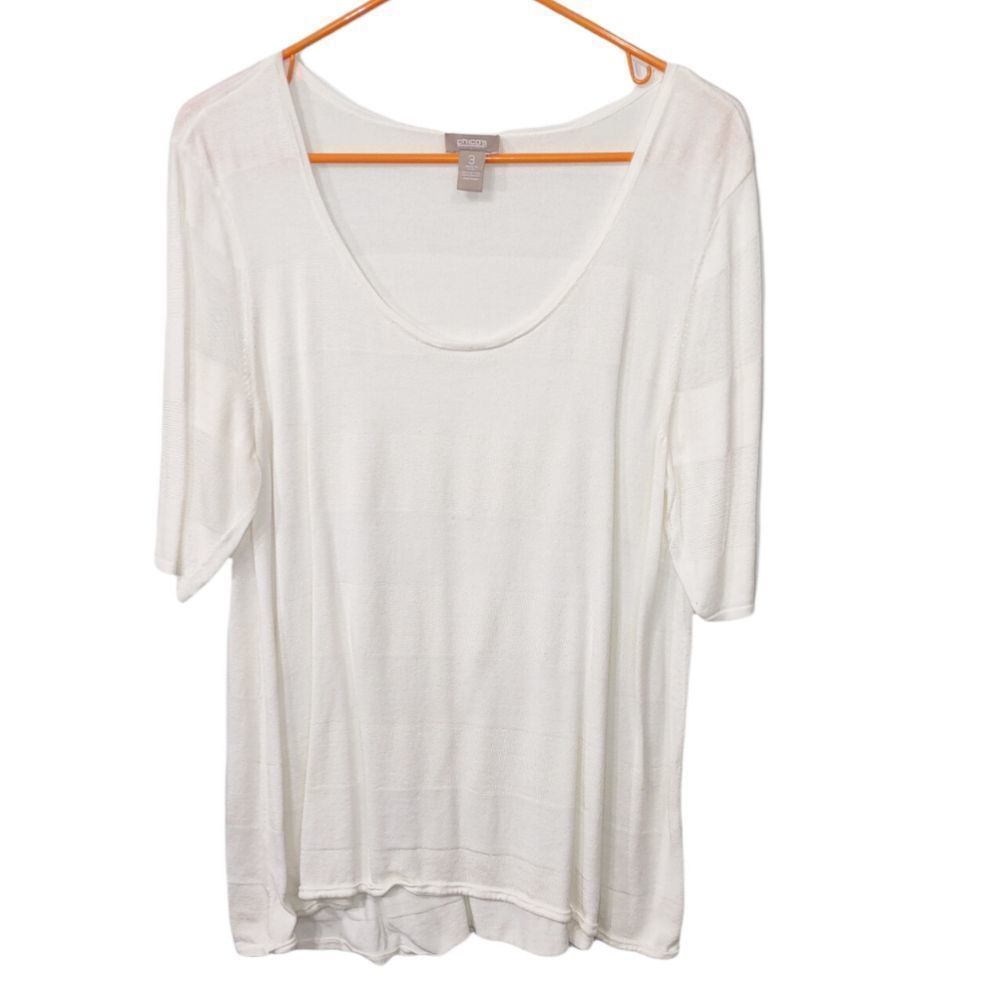 Chico's Shadow Stripe Aurora Size 3 Color: Optic White